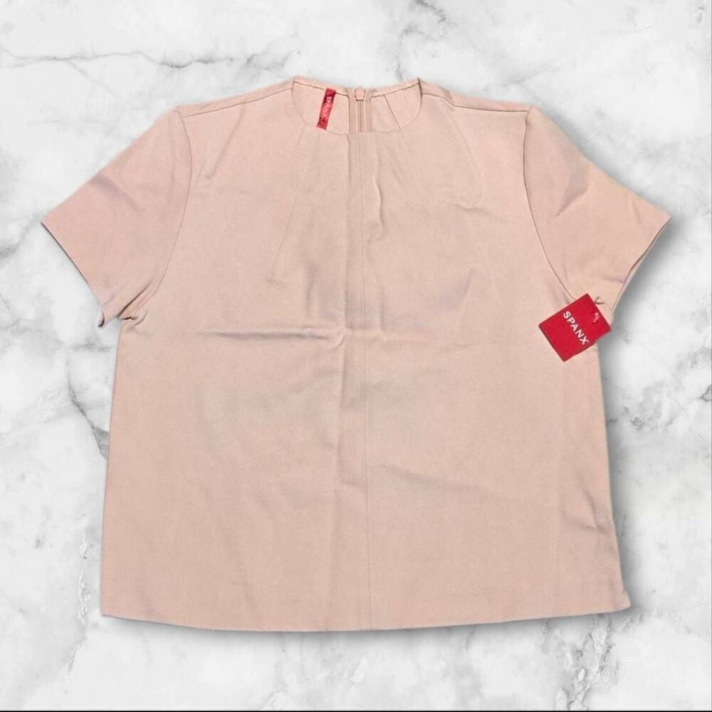 Spanx The Perfect Funnel Short Sleeve Light Pink Size Small